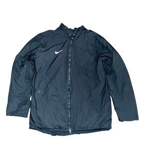 Nike Bomber Jacket Mens Medium Black Swoosh Lined Goose Down Pockets Full Zip